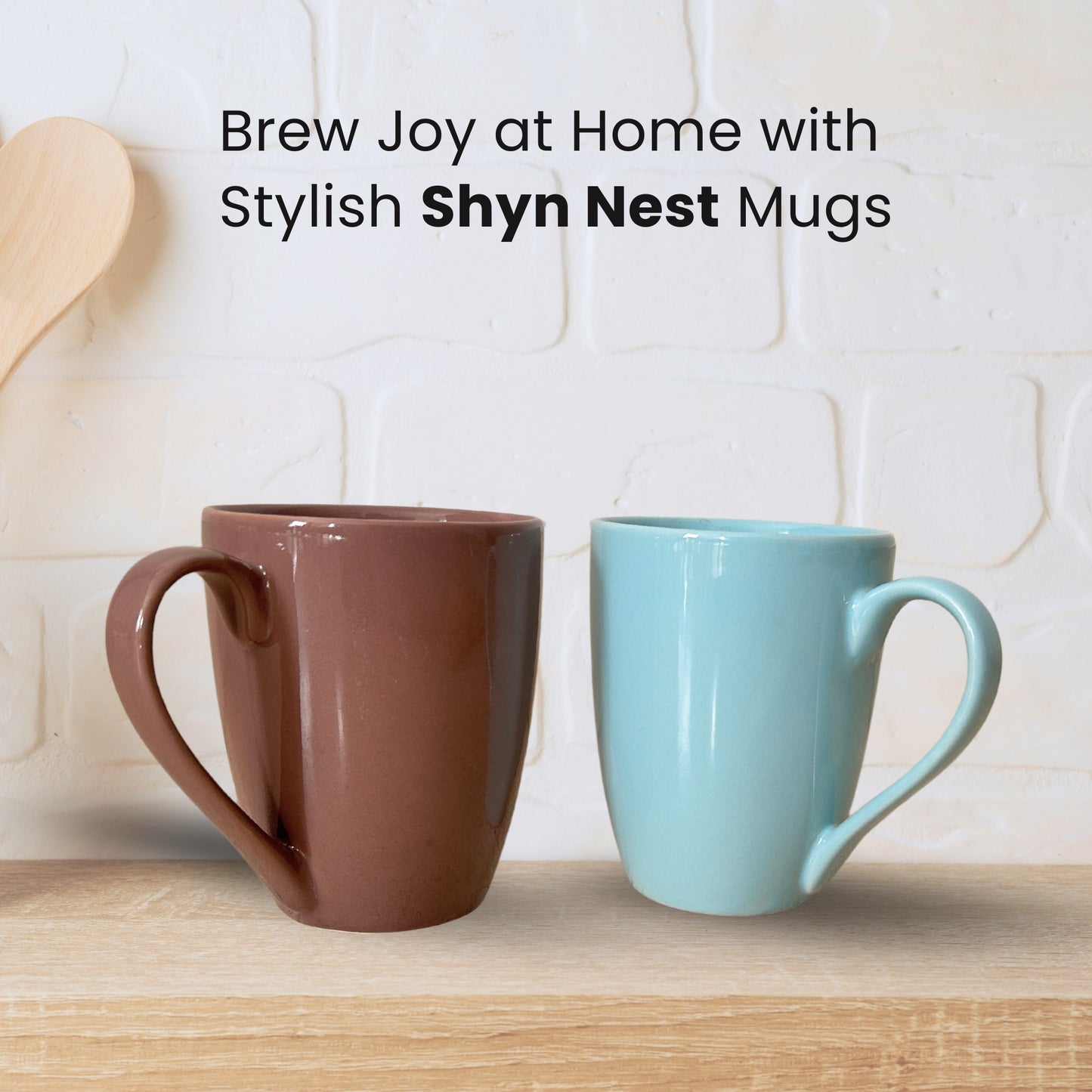 Shyn Nest Blue & Brown Coffee/Tea Mugs | Combo of 2 Coffee Mugs | Ceramic