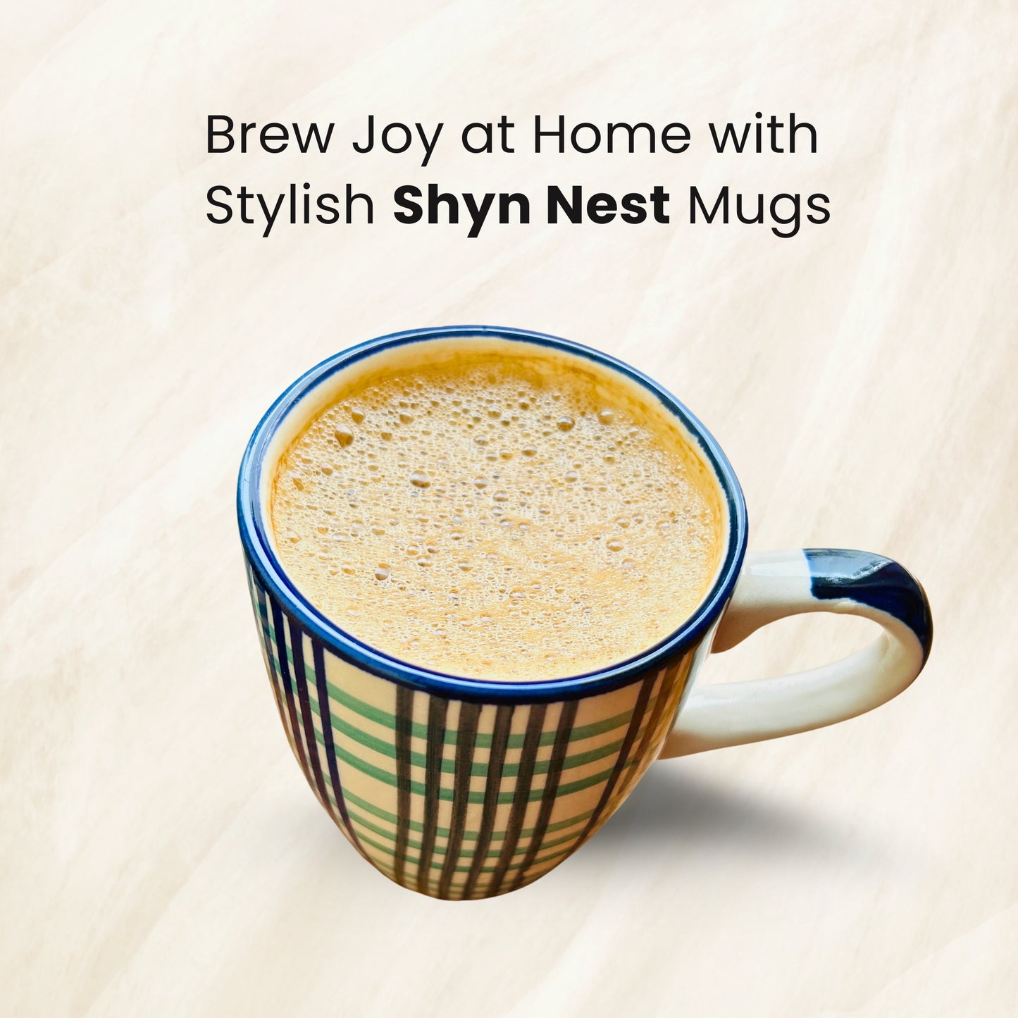 Shyn Nest Blue & Green Checkered Coffee/Tea Mugs | Set of 2