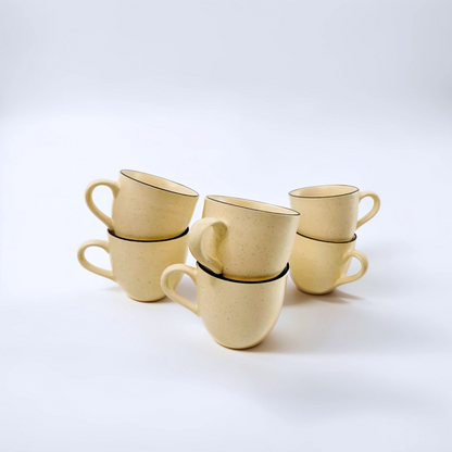 Minimalist Beige Ceramic Tea Cups (Set of 6)