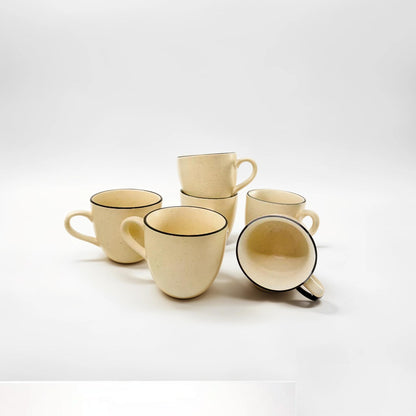 Minimalist Beige Ceramic Tea Cups (Set of 6)