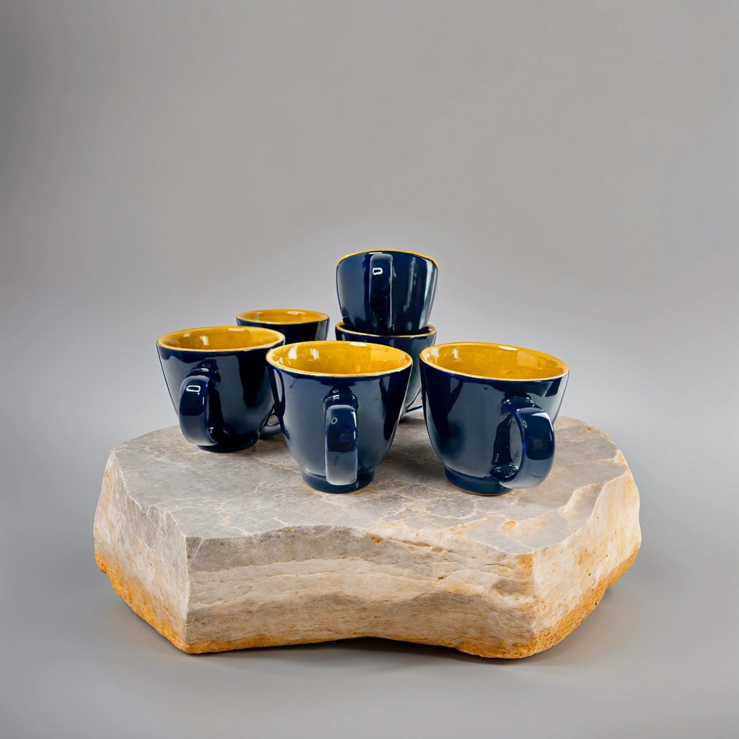 Midnight Blue Ceramic Teacup (Set of 6)