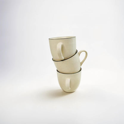 Minimalist Beige Ceramic Tea Cups (Set of 6)